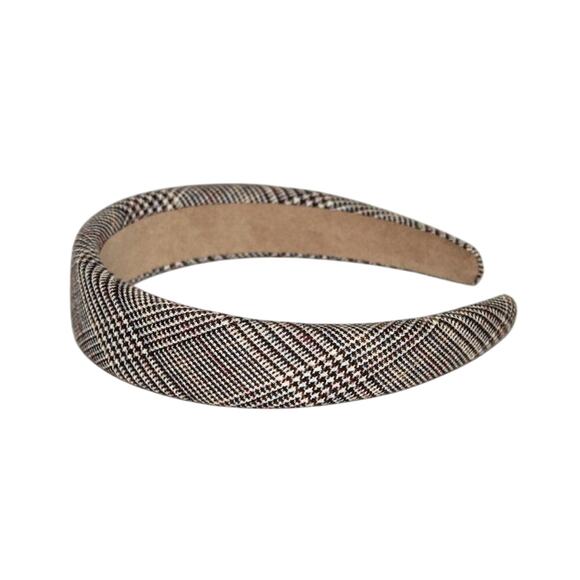 YARGICI Plaid Brown Headband Designer Headband - Picture 1 of 4